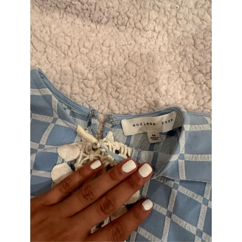 Endless rose size M set women’s top and skirt blue and cream - Picture 3 of 4